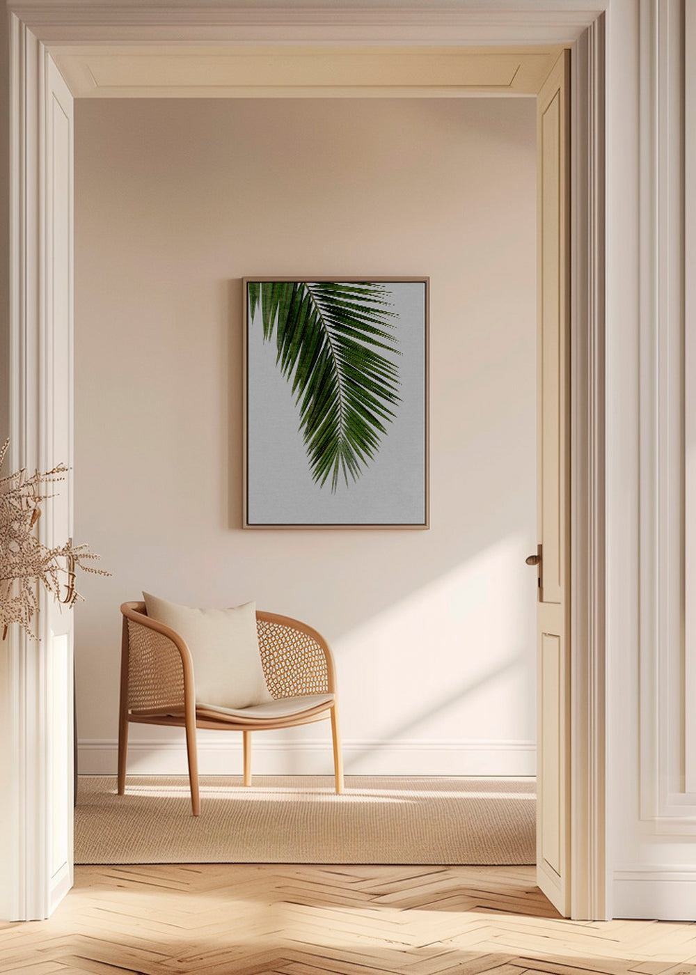 Botanisk plakat: vertikalt palmeblad