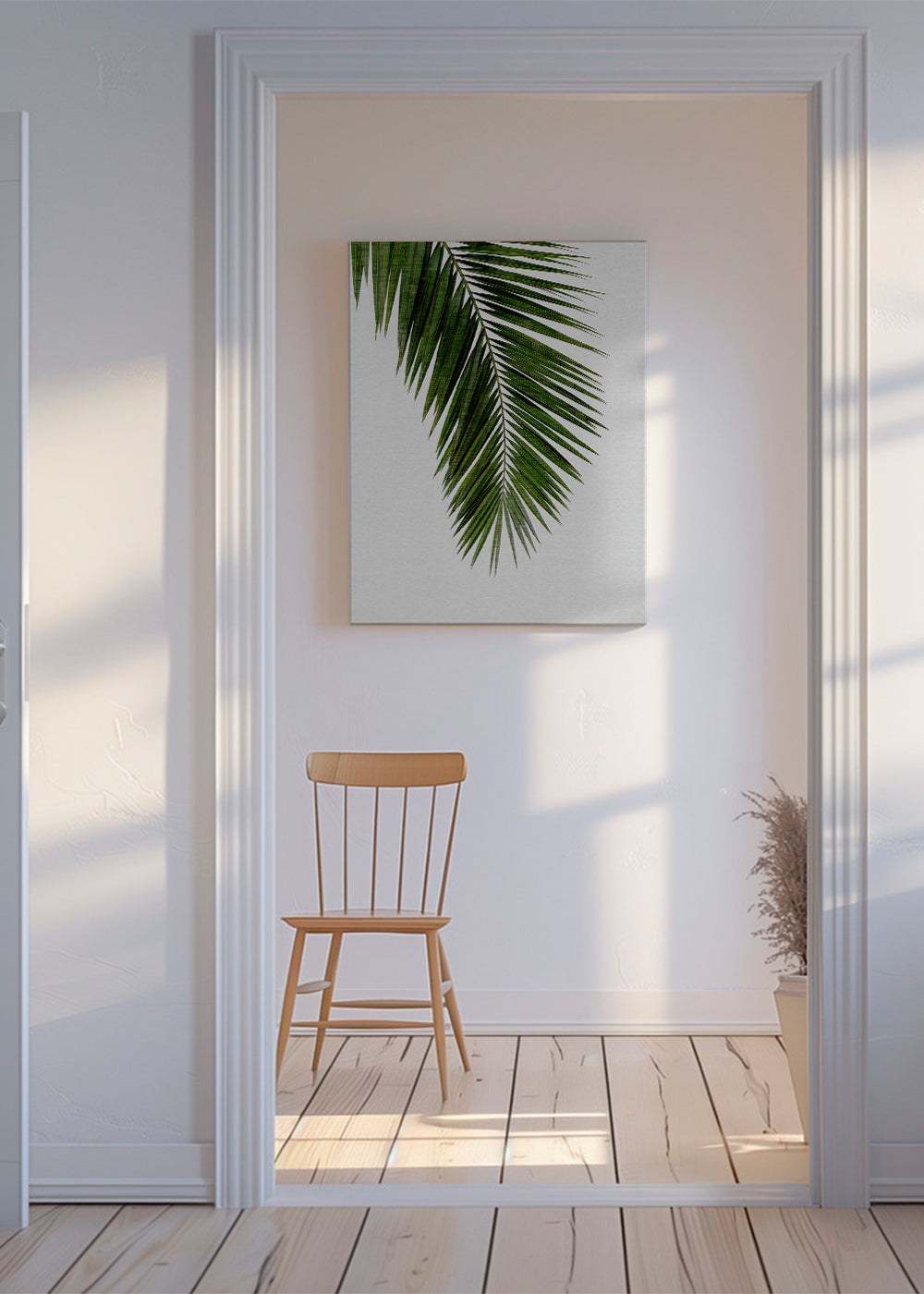 Botanisk plakat: vertikalt palmeblad