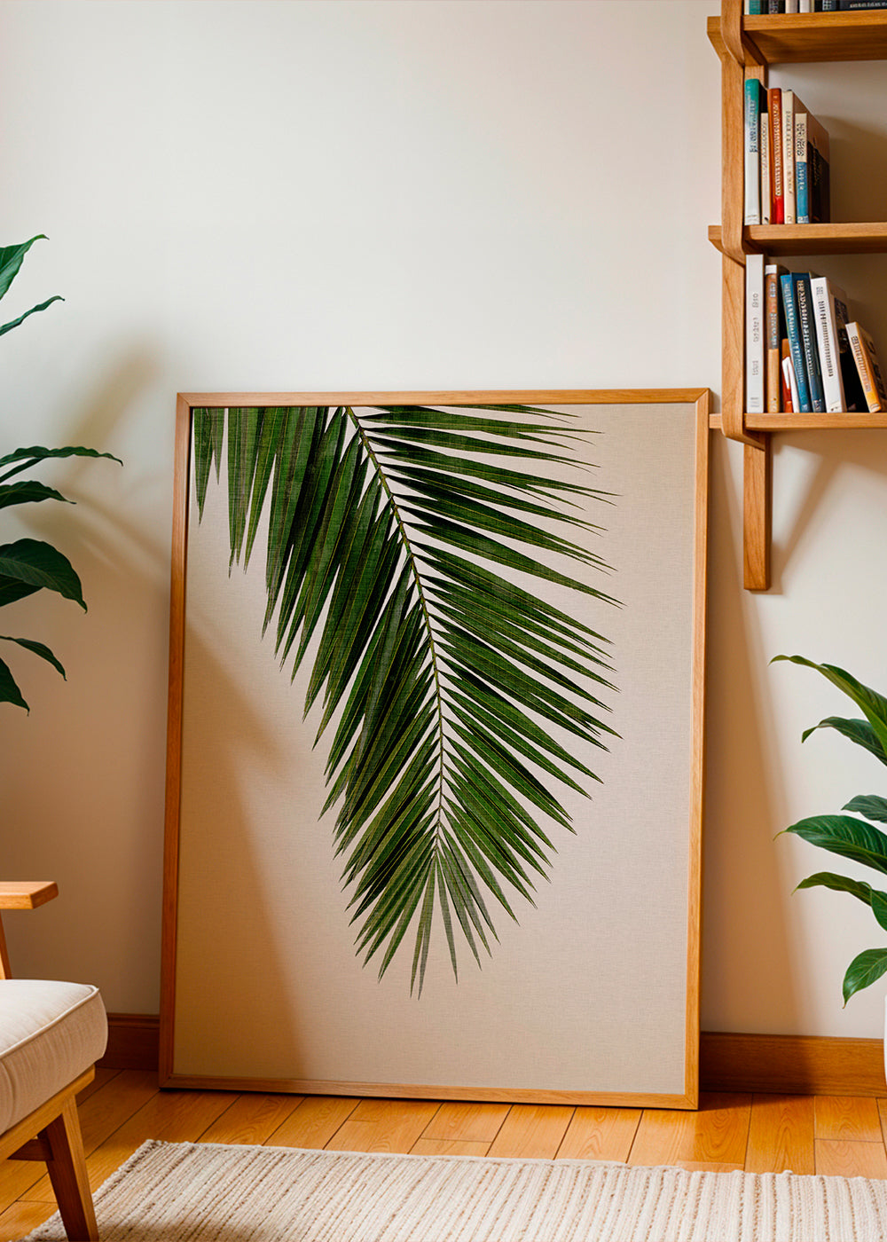 Botanisk plakat: vertikalt palmeblad
