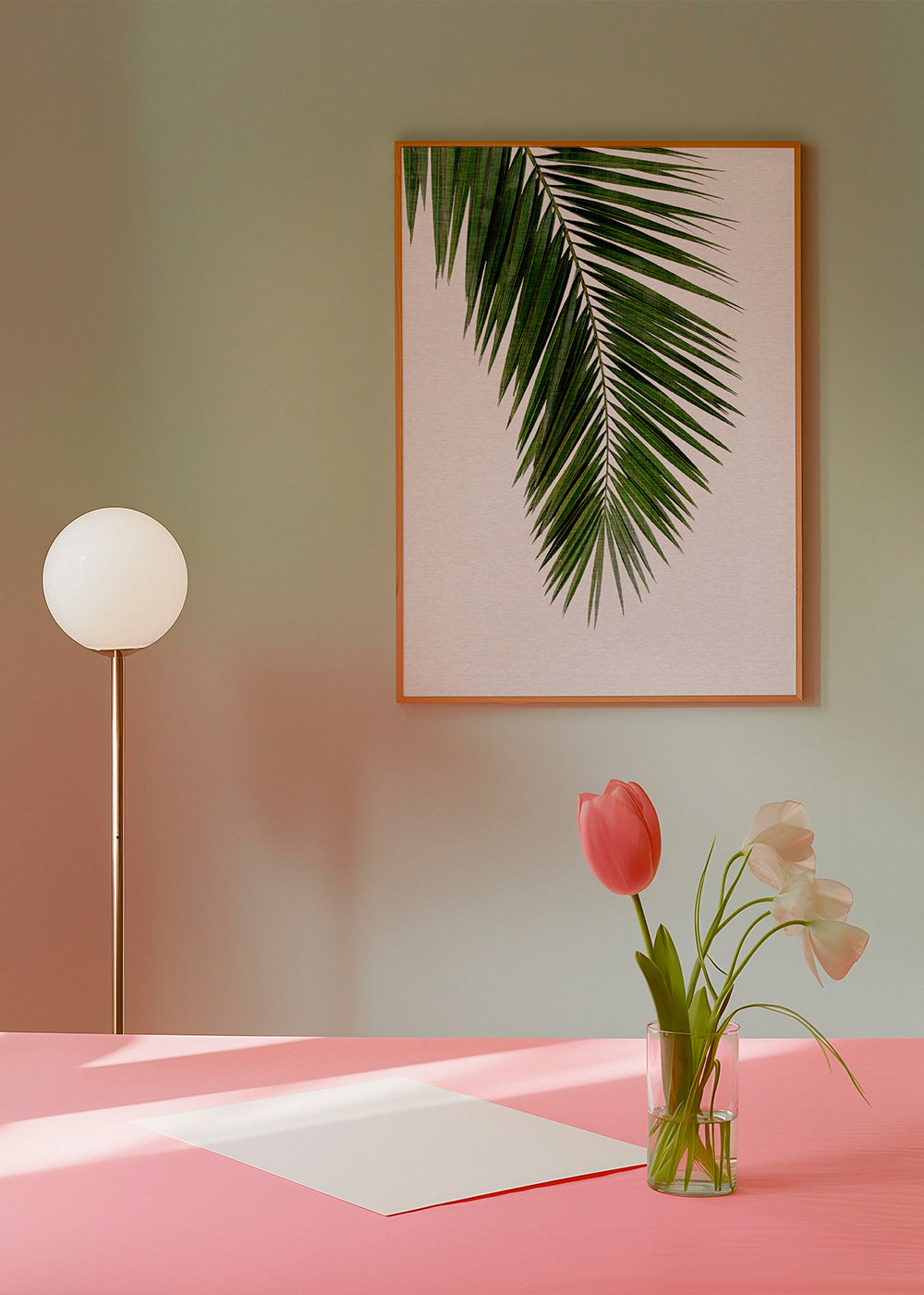 Botanisk plakat: vertikalt palmeblad