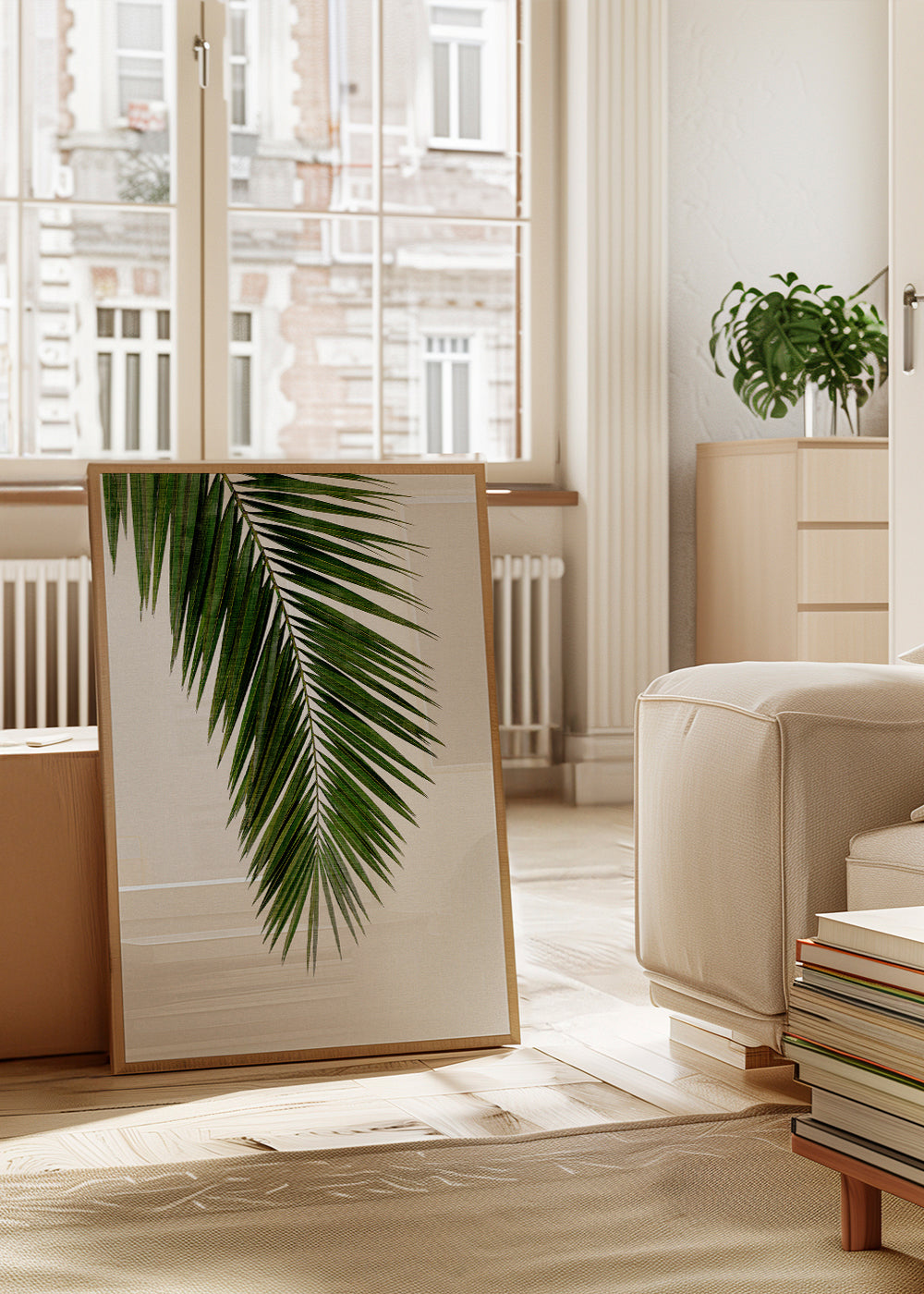 Botanisk plakat: vertikalt palmeblad