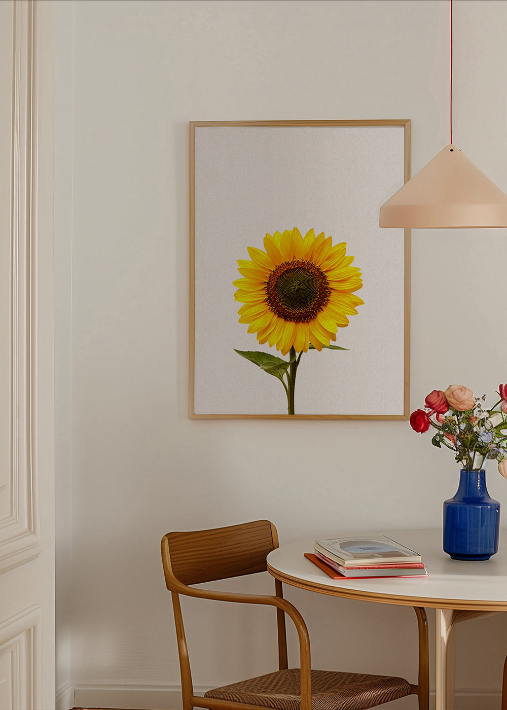 Botanisk plakat: isoleret solsikke