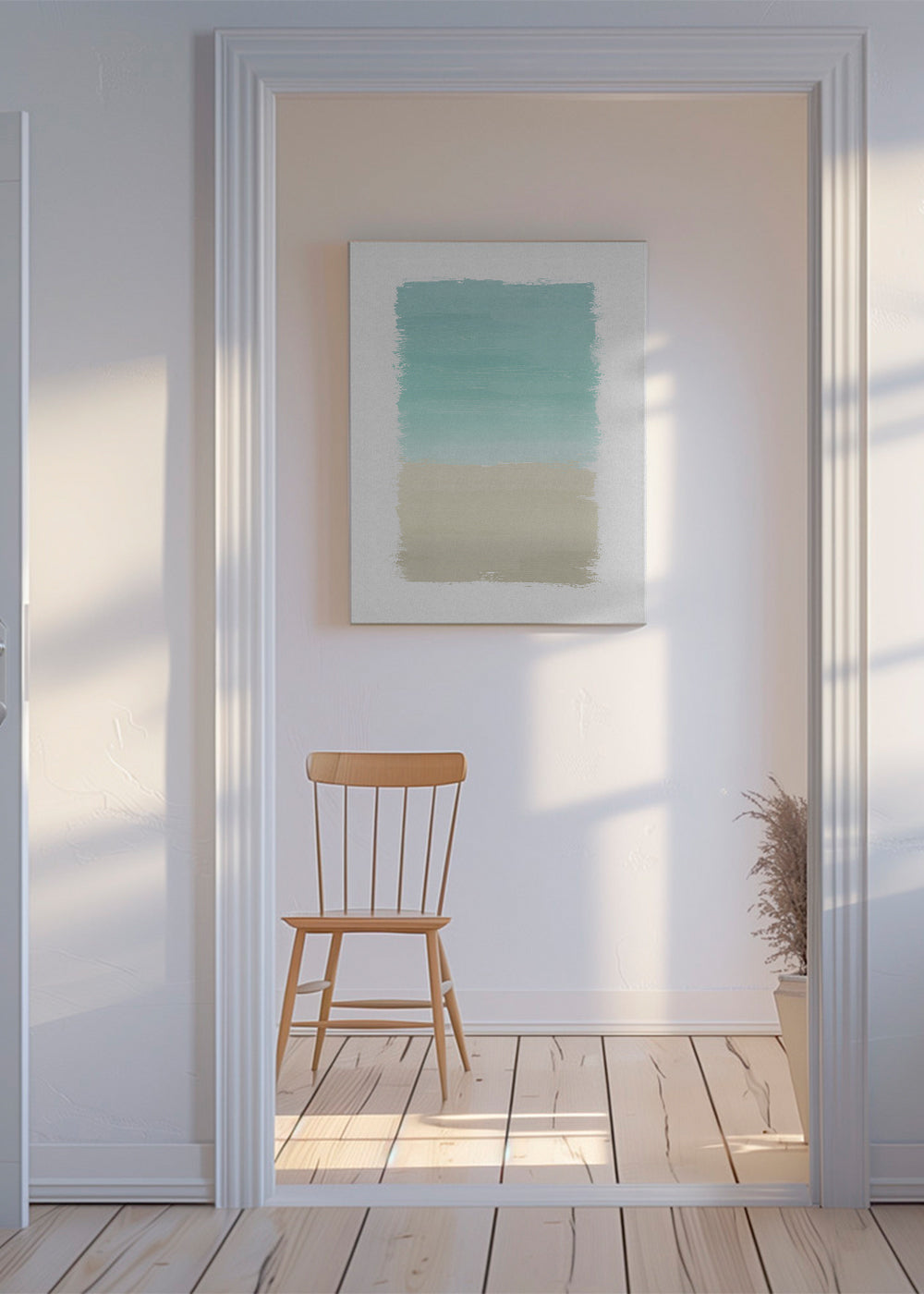 Abstrakt billede turkis og beige