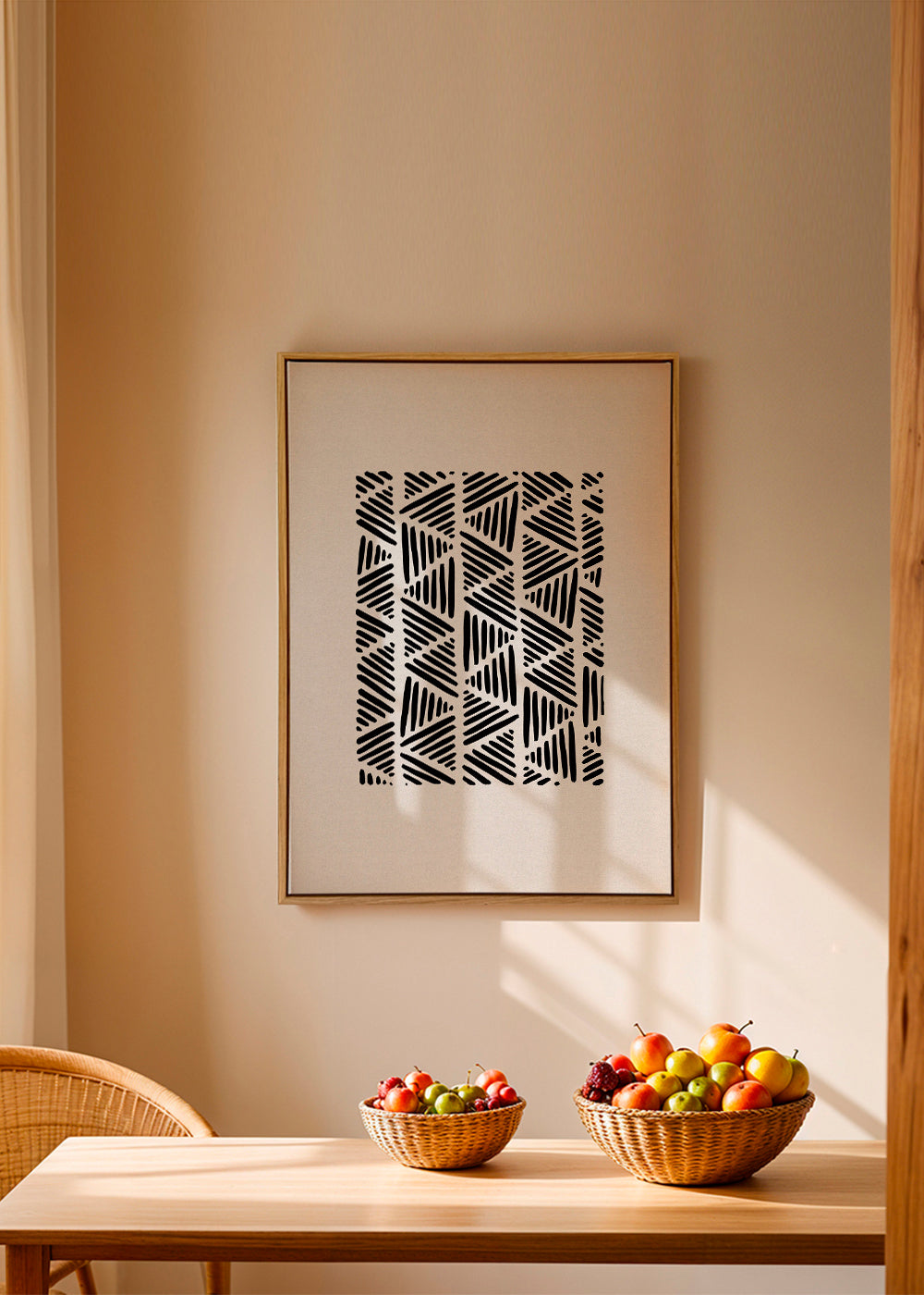 Sort-hvid kunst med trekantsmønster