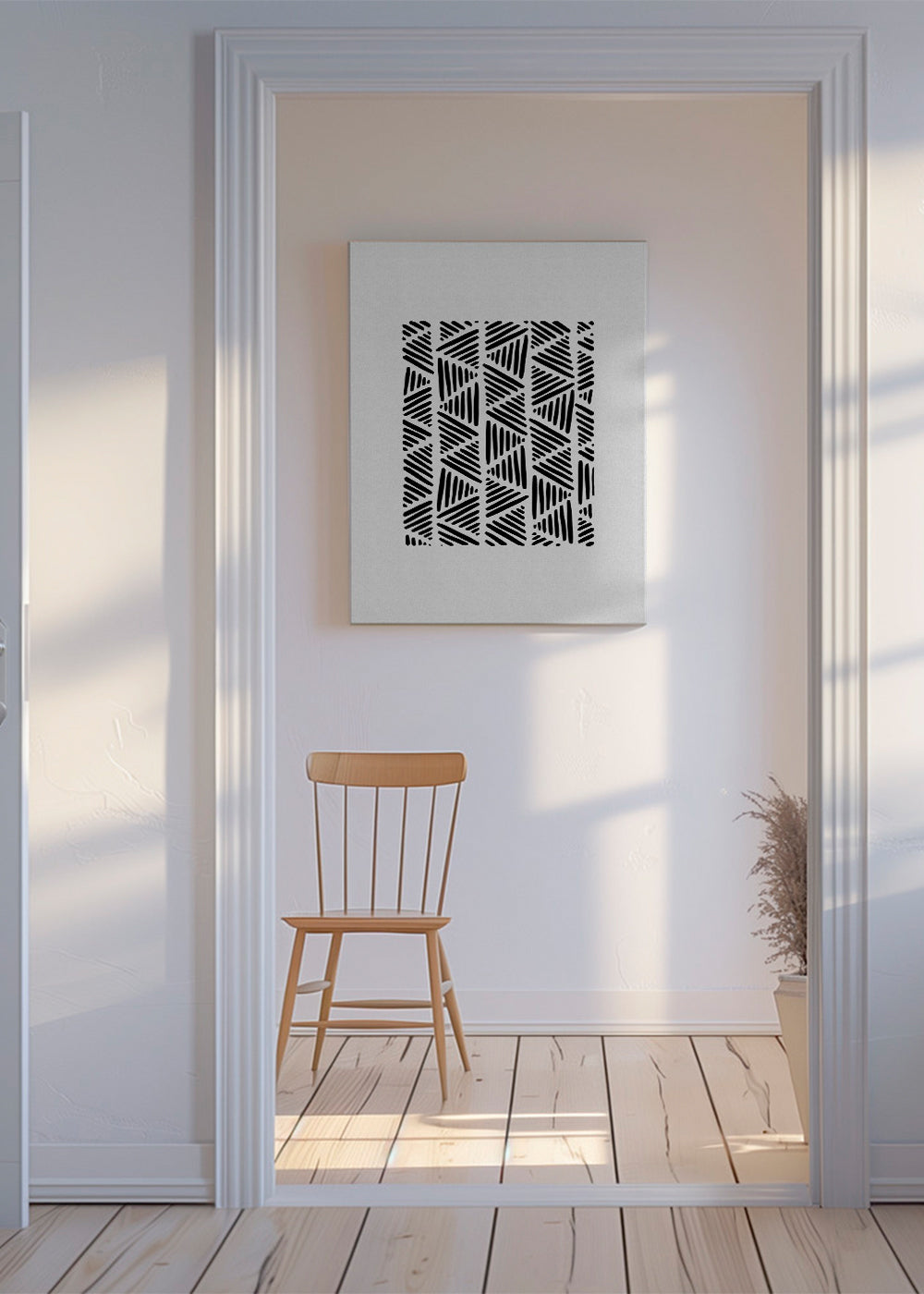 Sort-hvid kunst med trekantsmønster