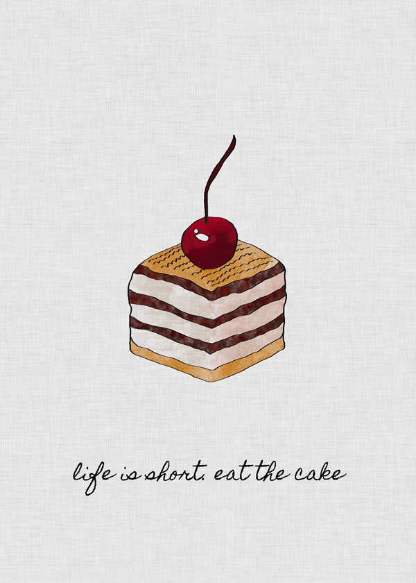 Køkkenkunst med kage og kirsebær