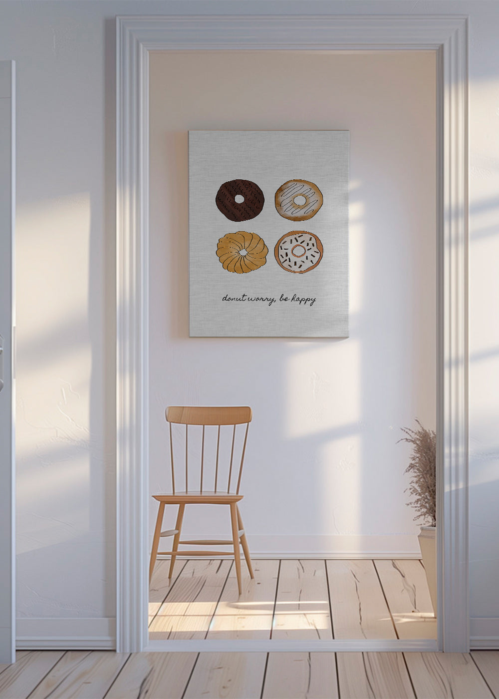 Køkkenkunst med donut-illustration og sjov tekst