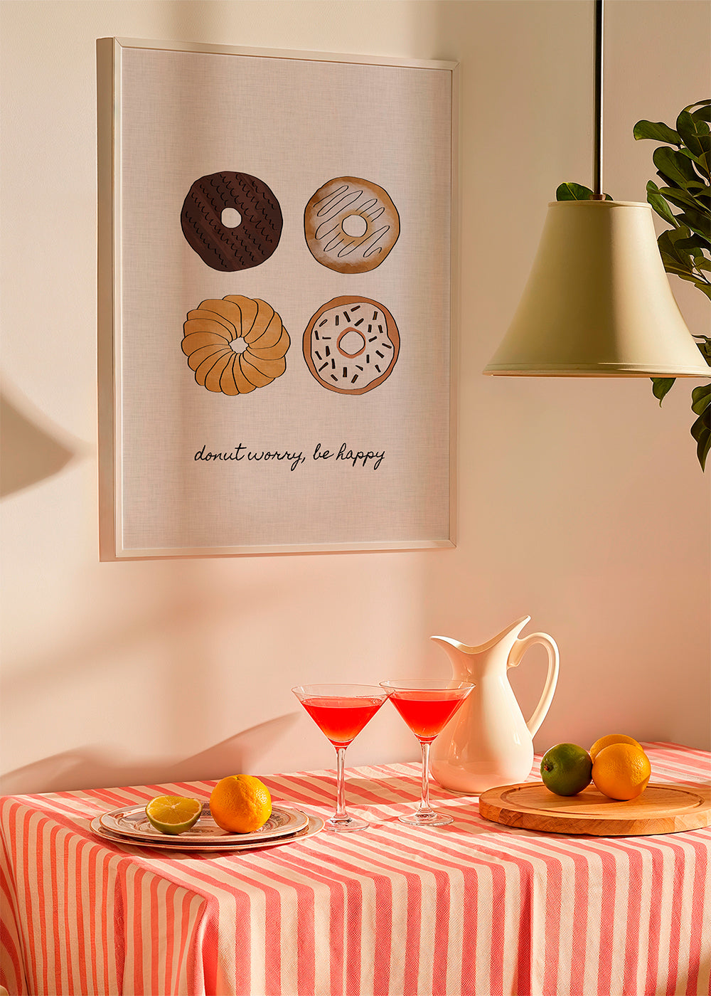 Køkkenkunst med donut-illustration og sjov tekst