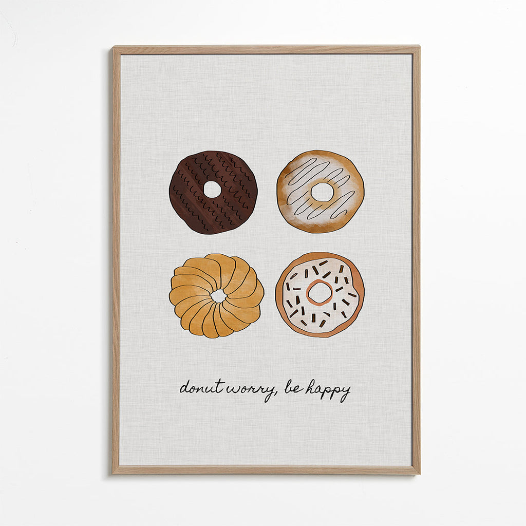 Køkkenkunst med donut-illustration og sjov tekst