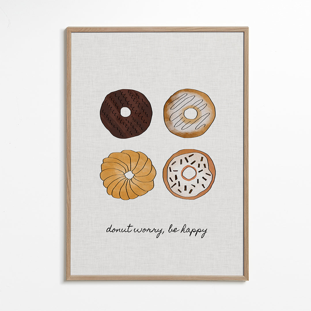 Køkkenkunst med donut-illustration og sjov tekst