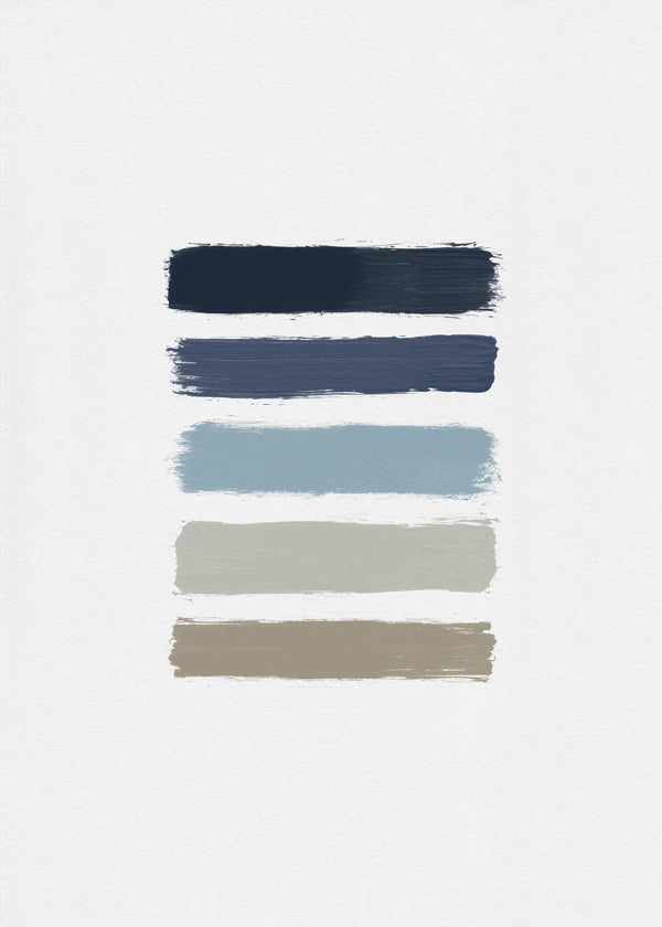 Minimalistisk tryk med blå og taupe striber