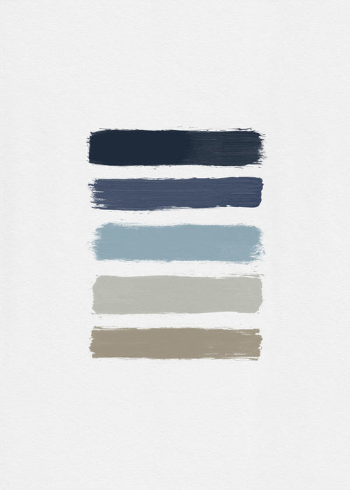 Minimalistisk tryk med blå og taupe striber