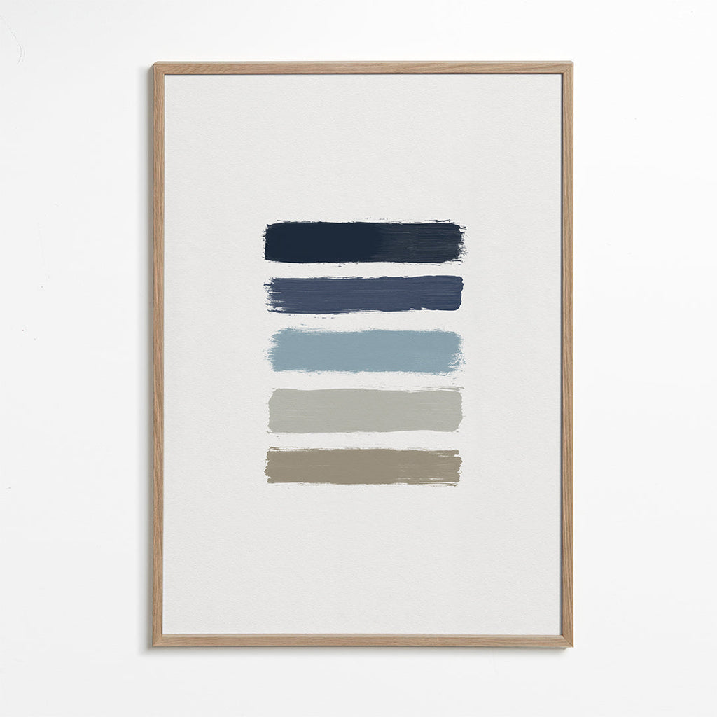 Minimalistisk tryk med blå og taupe striber