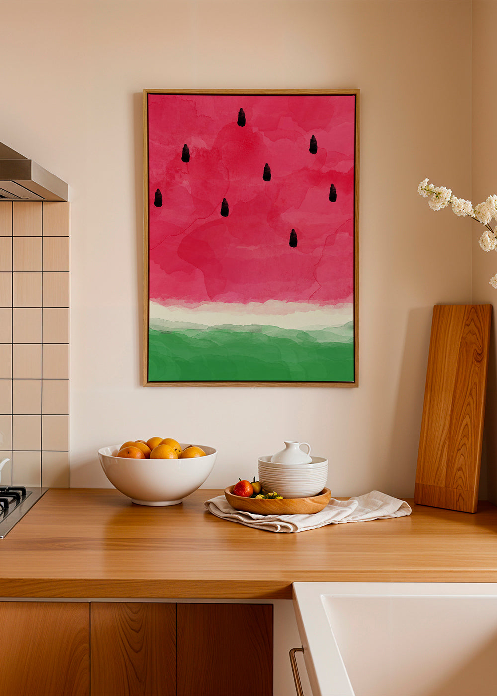 Køkkenkunst: akvarelstudie af vandmelon