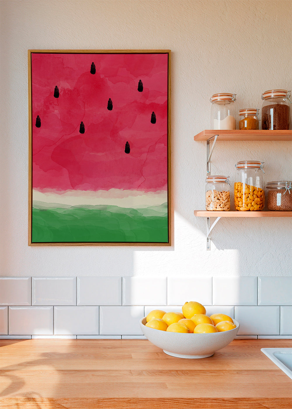 Køkkenkunst: akvarelstudie af vandmelon