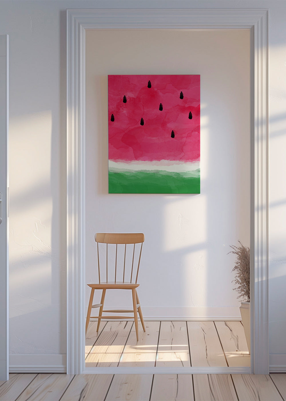 Køkkenkunst: akvarelstudie af vandmelon