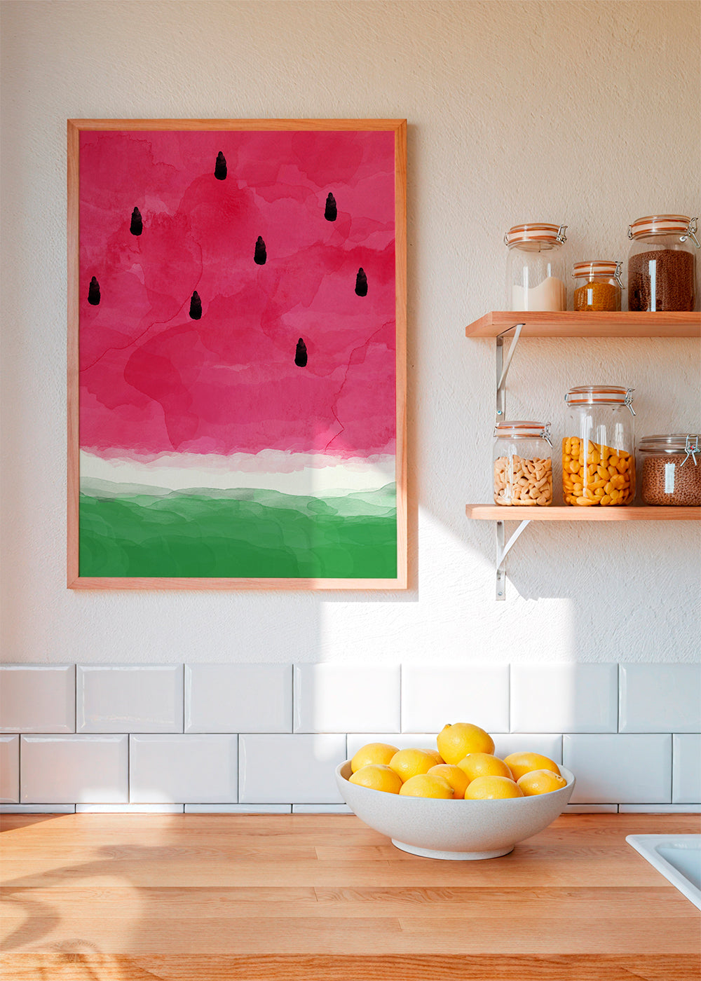 Køkkenkunst: akvarelstudie af vandmelon