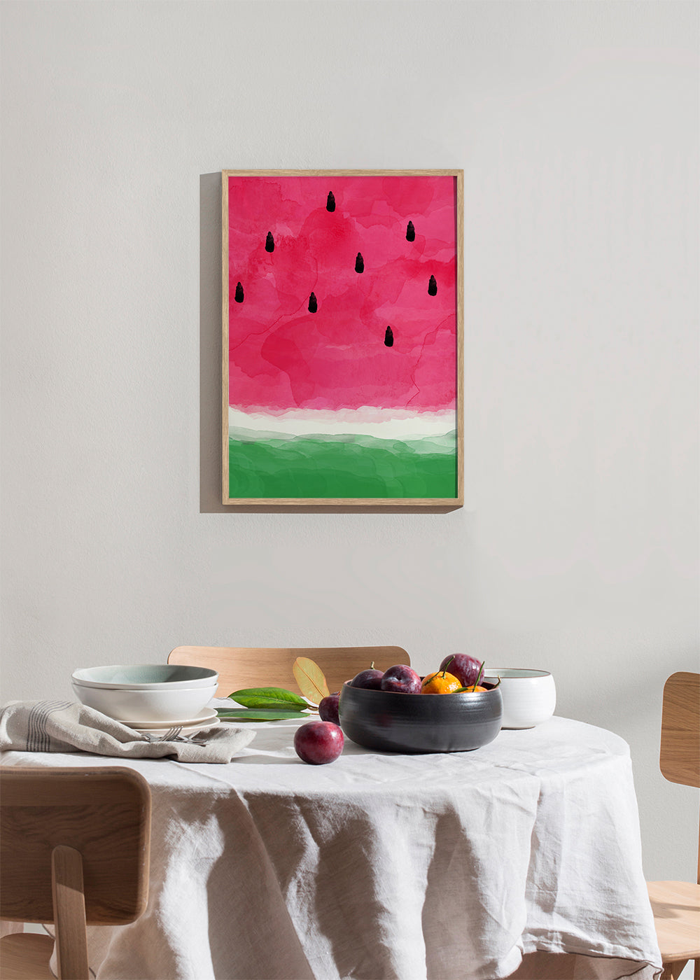 Køkkenkunst: akvarelstudie af vandmelon