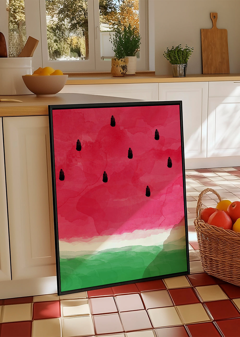 Køkkenkunst: akvarelstudie af vandmelon