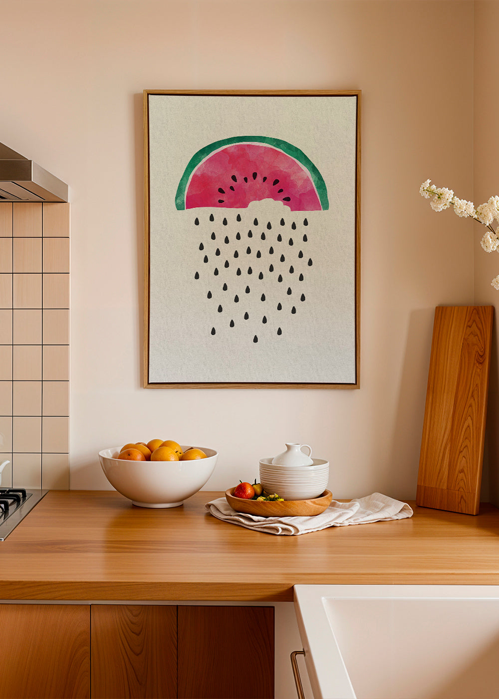Køkkenkunst vandmelon akvarel
