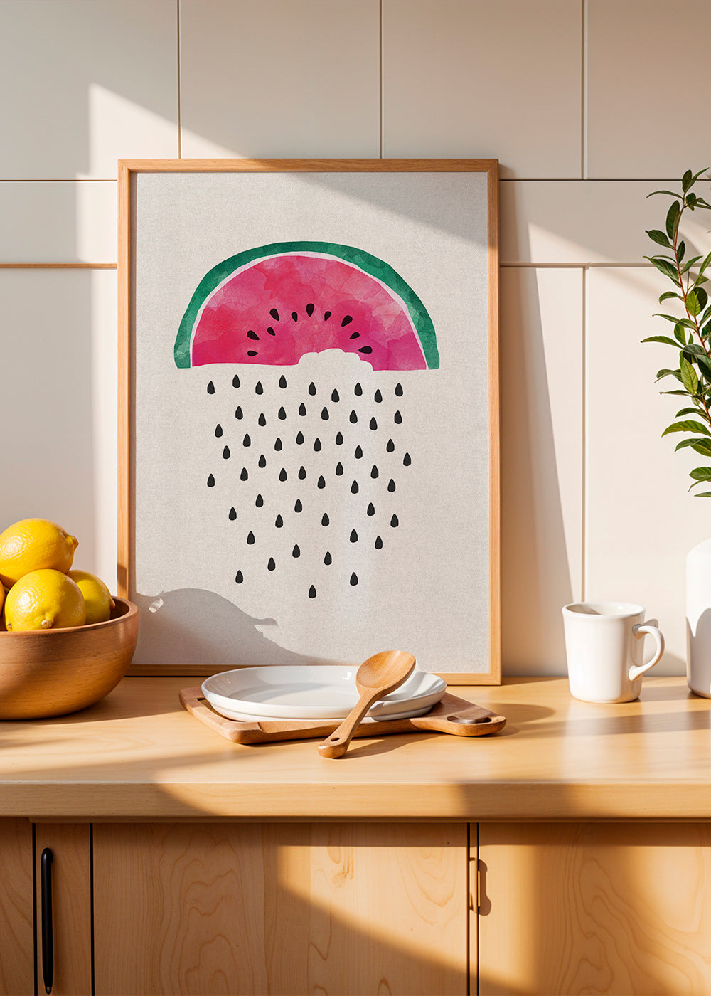 Køkkenkunst vandmelon akvarel