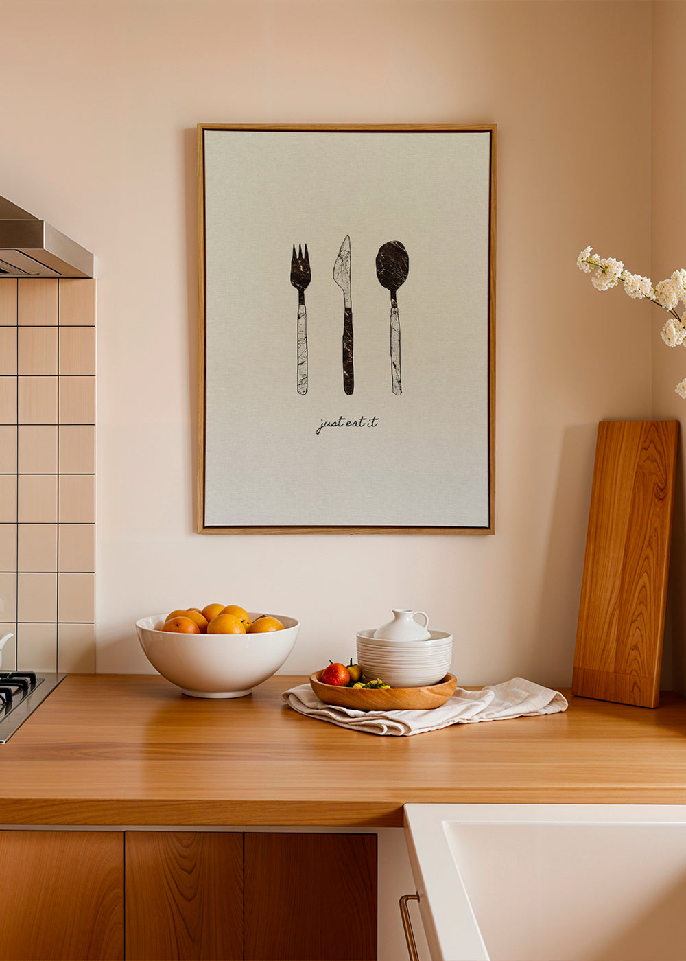 Køkkenkunst med marmoreret bestik