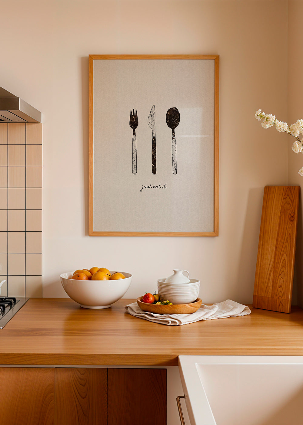 Køkkenkunst med marmoreret bestik