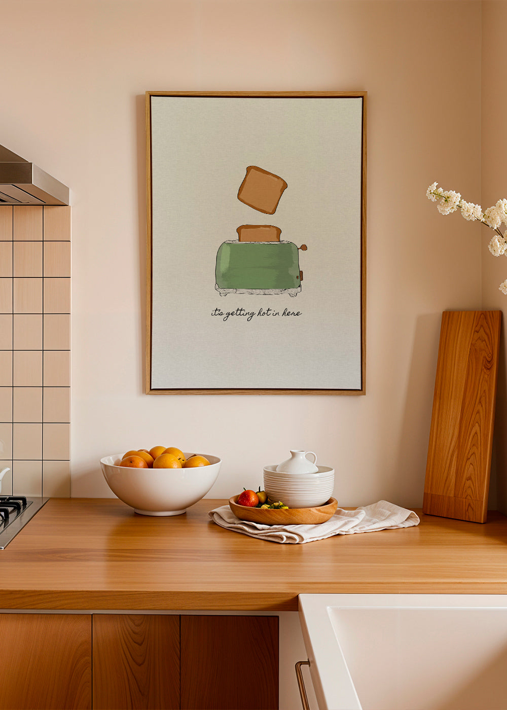 Køkkenkunst med illustreret brødrister