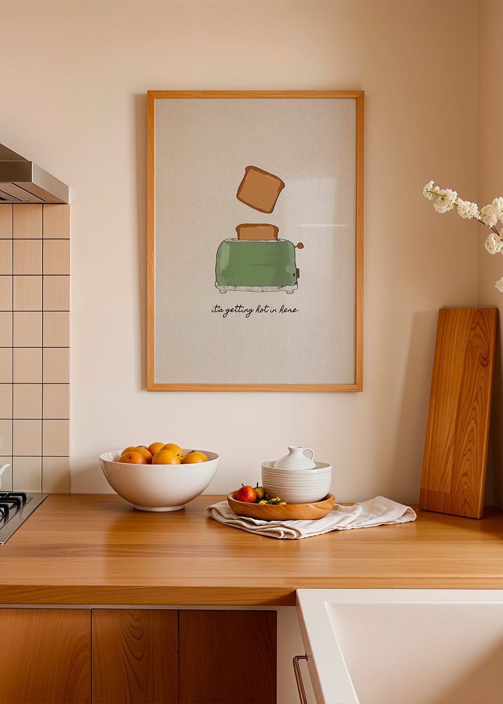 Køkkenkunst med illustreret brødrister