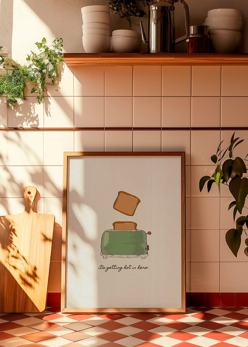 Køkkenkunst med illustreret brødrister