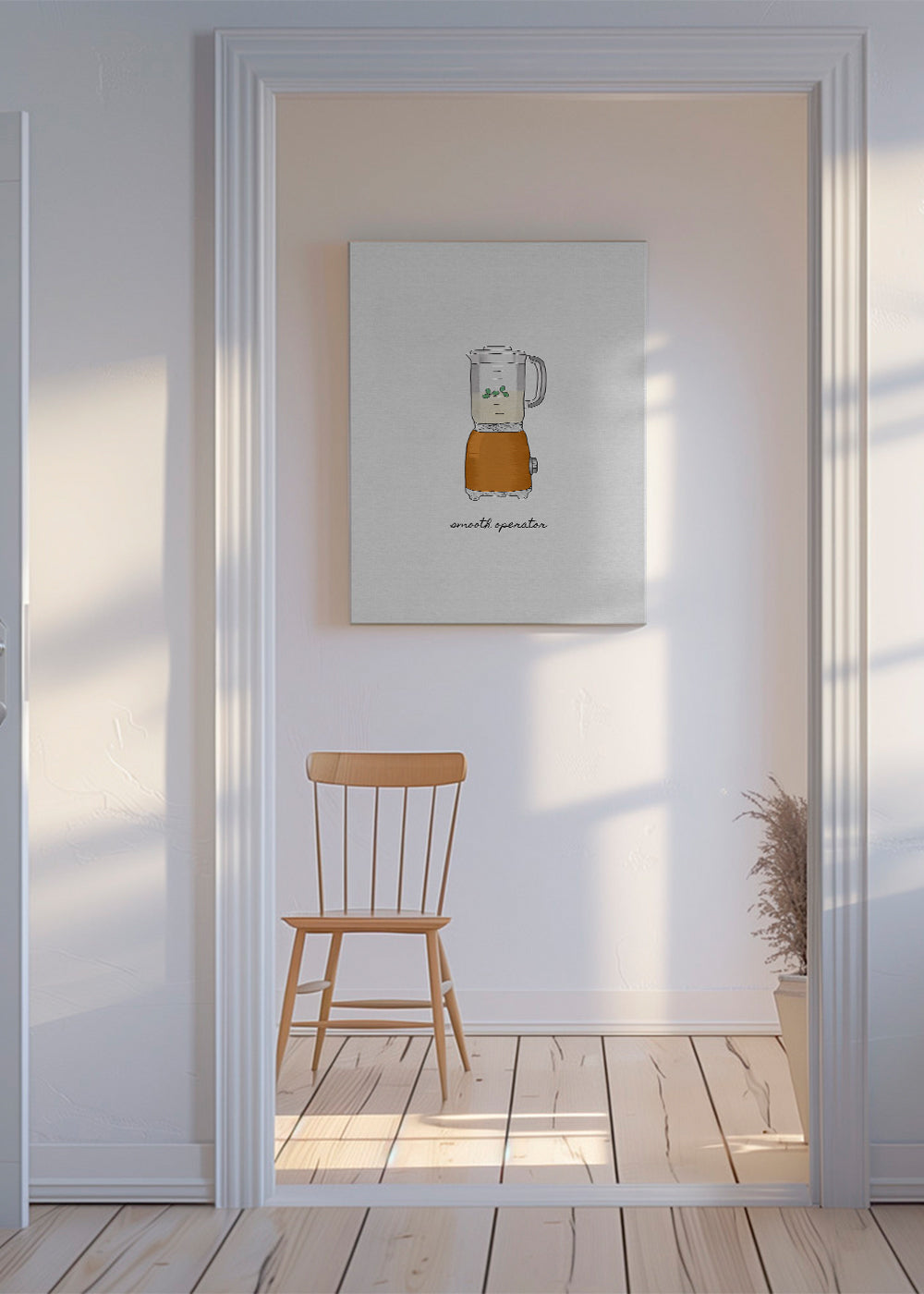 Køkkenkunst med orange blender