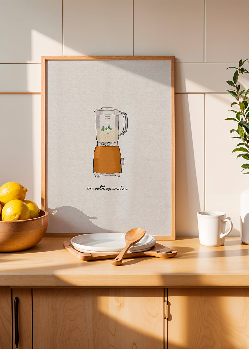 Køkkenkunst med orange blender