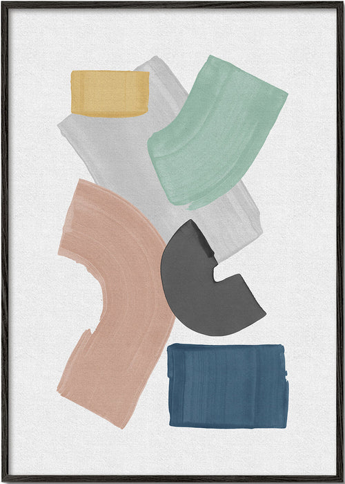 Abstrakt kunst med pastelfarvede blokke