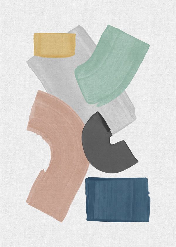 Abstrakt kunst med pastelfarvede blokke