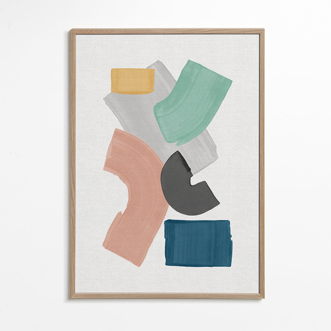 Abstrakt kunst med pastelfarvede blokke
