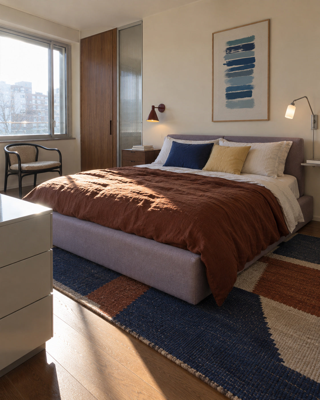 Ombre Blue - Framed poster in an interior
