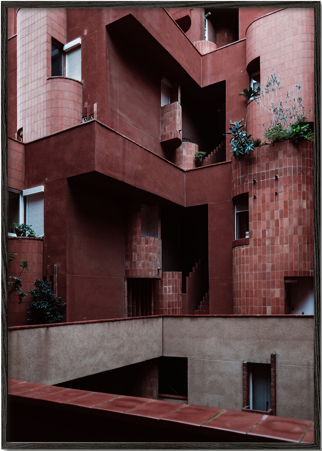 Køkkenkunst med rød terrakottafacade