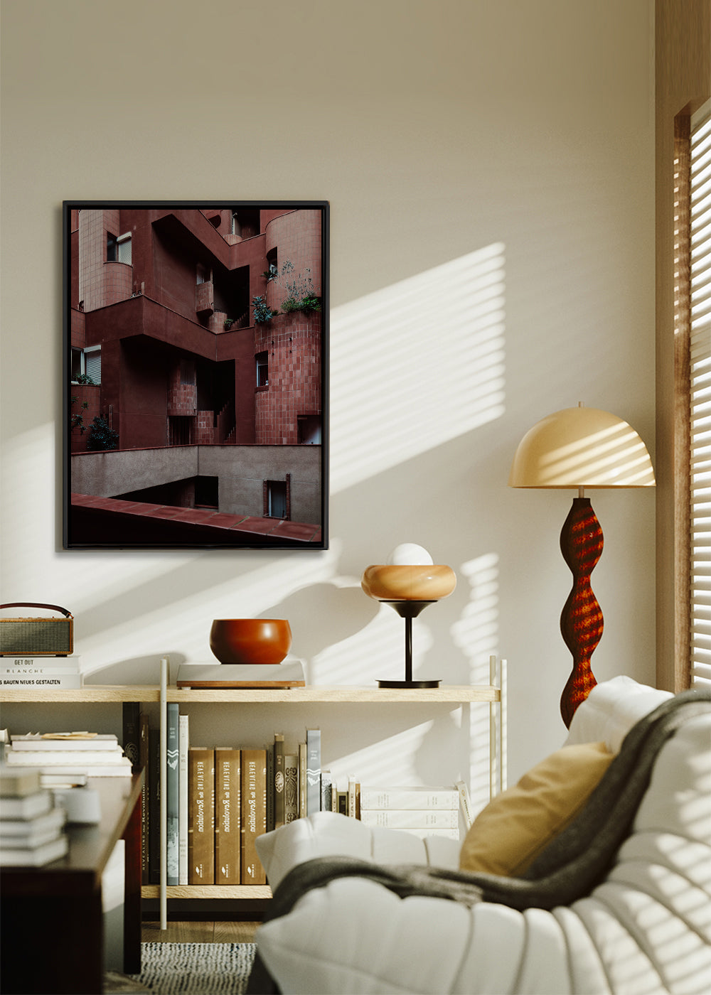 Køkkenkunst med rød terrakottafacade