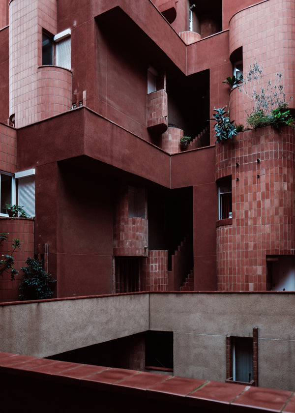 Køkkenkunst med rød terrakottafacade