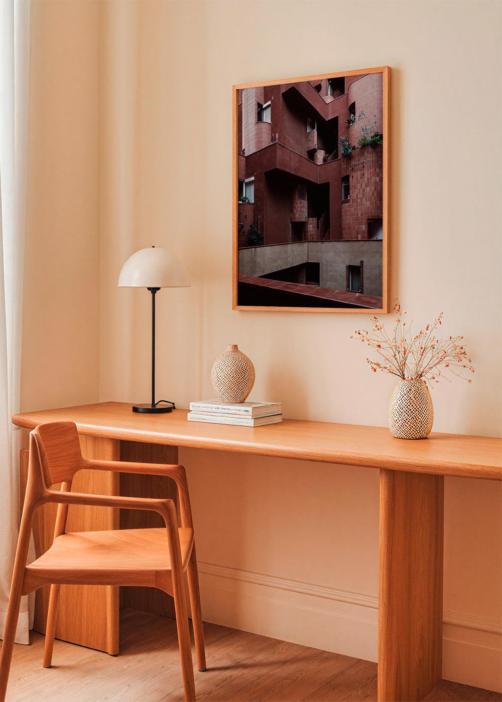 Køkkenkunst med rød terrakottafacade