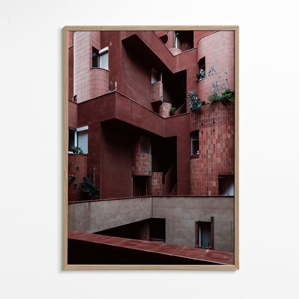 Køkkenkunst med rød terrakottafacade