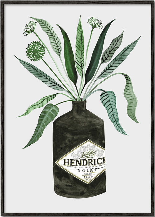 Køkkenkunst Hendrick's flaske med løv
