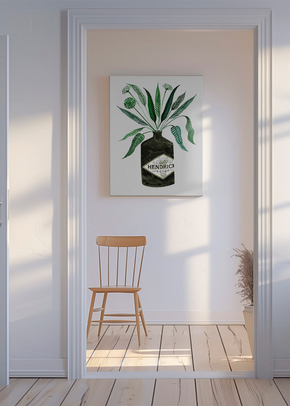 Køkkenkunst Hendrick's flaske med løv