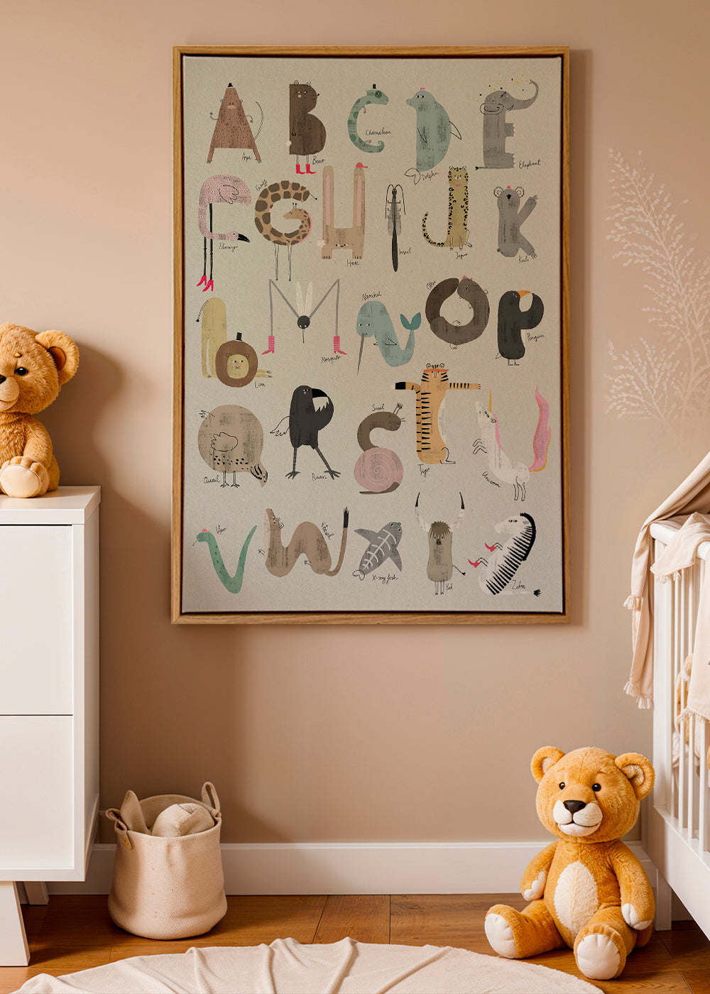 Børneplakat ABC dyr