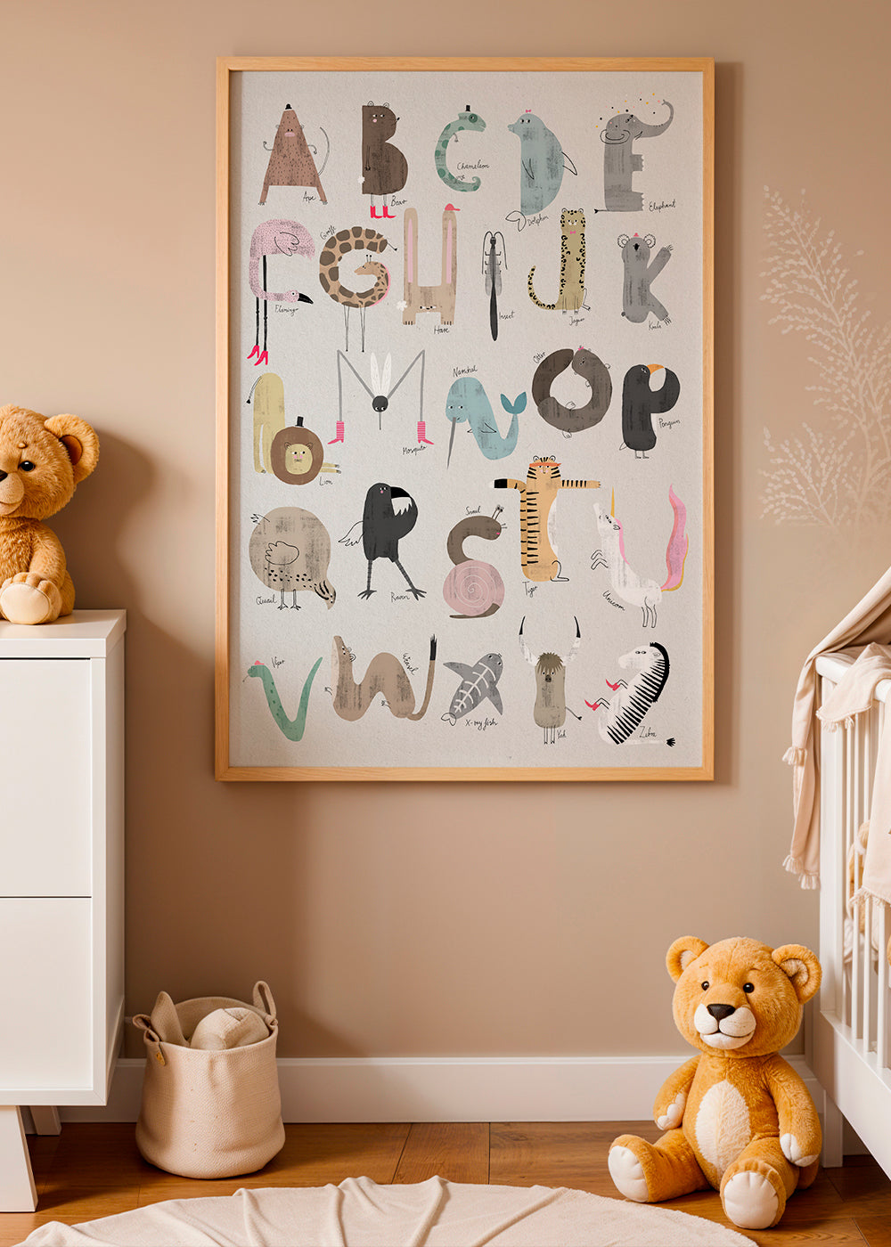 Børneplakat ABC dyr