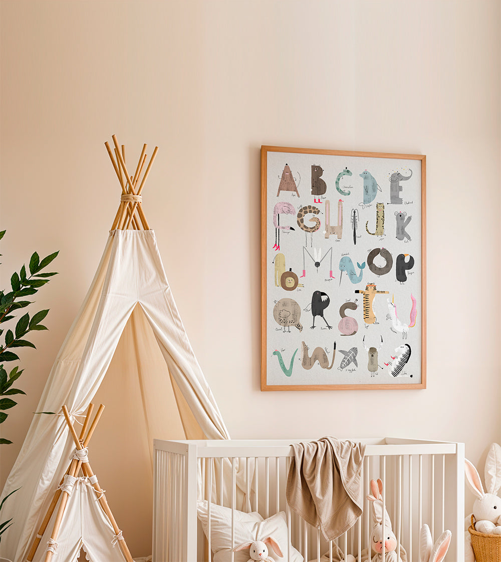 Børneplakat ABC dyr