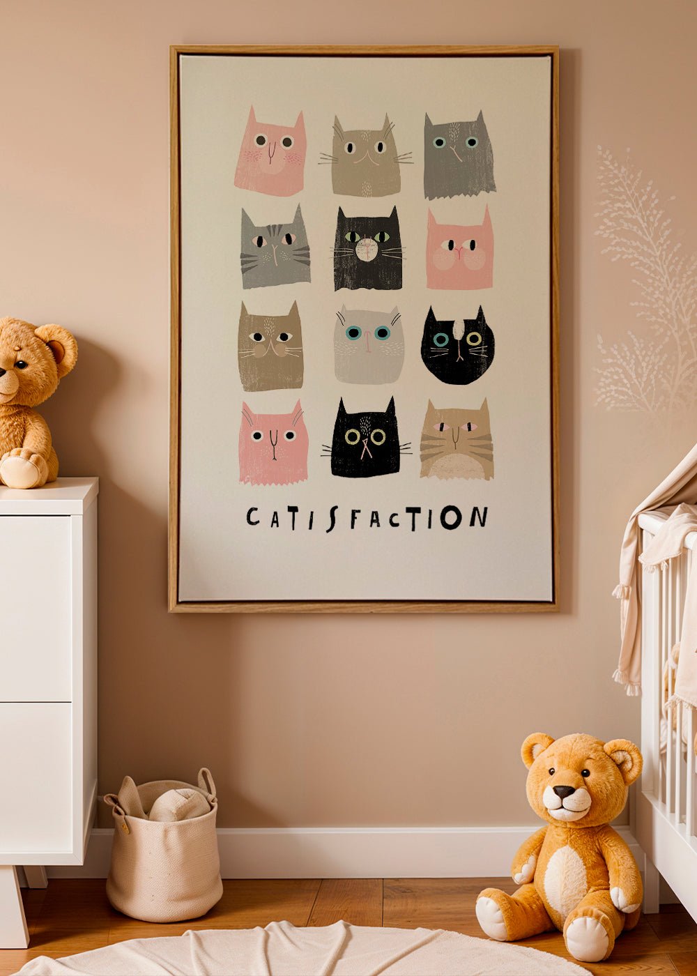 Legesyg katteillustration i gitter