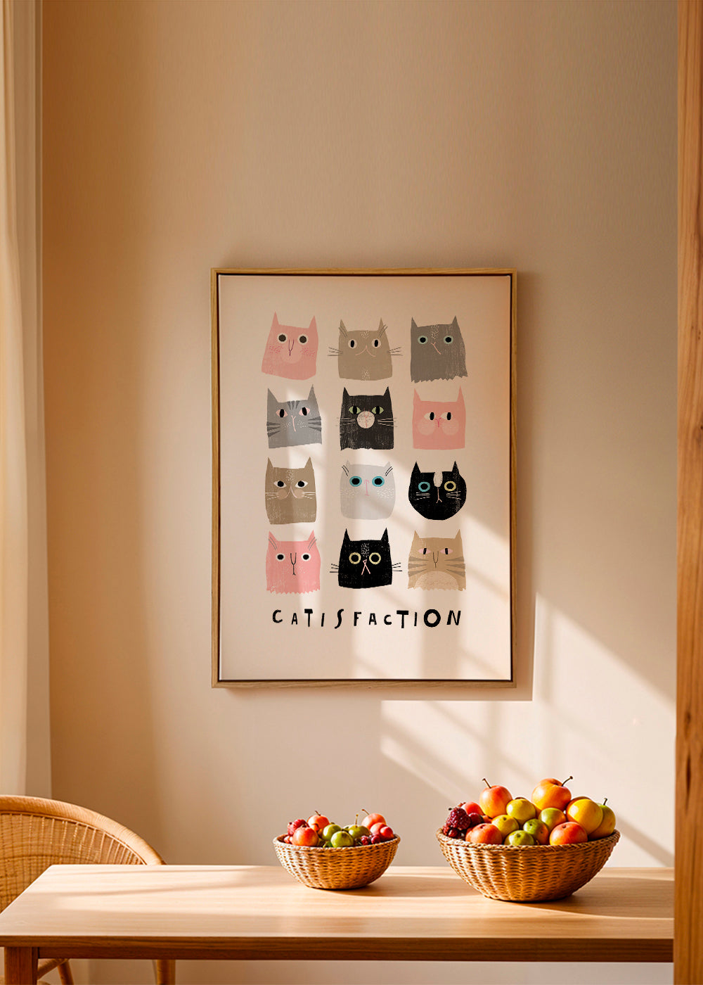 Legesyg katteillustration i gitter