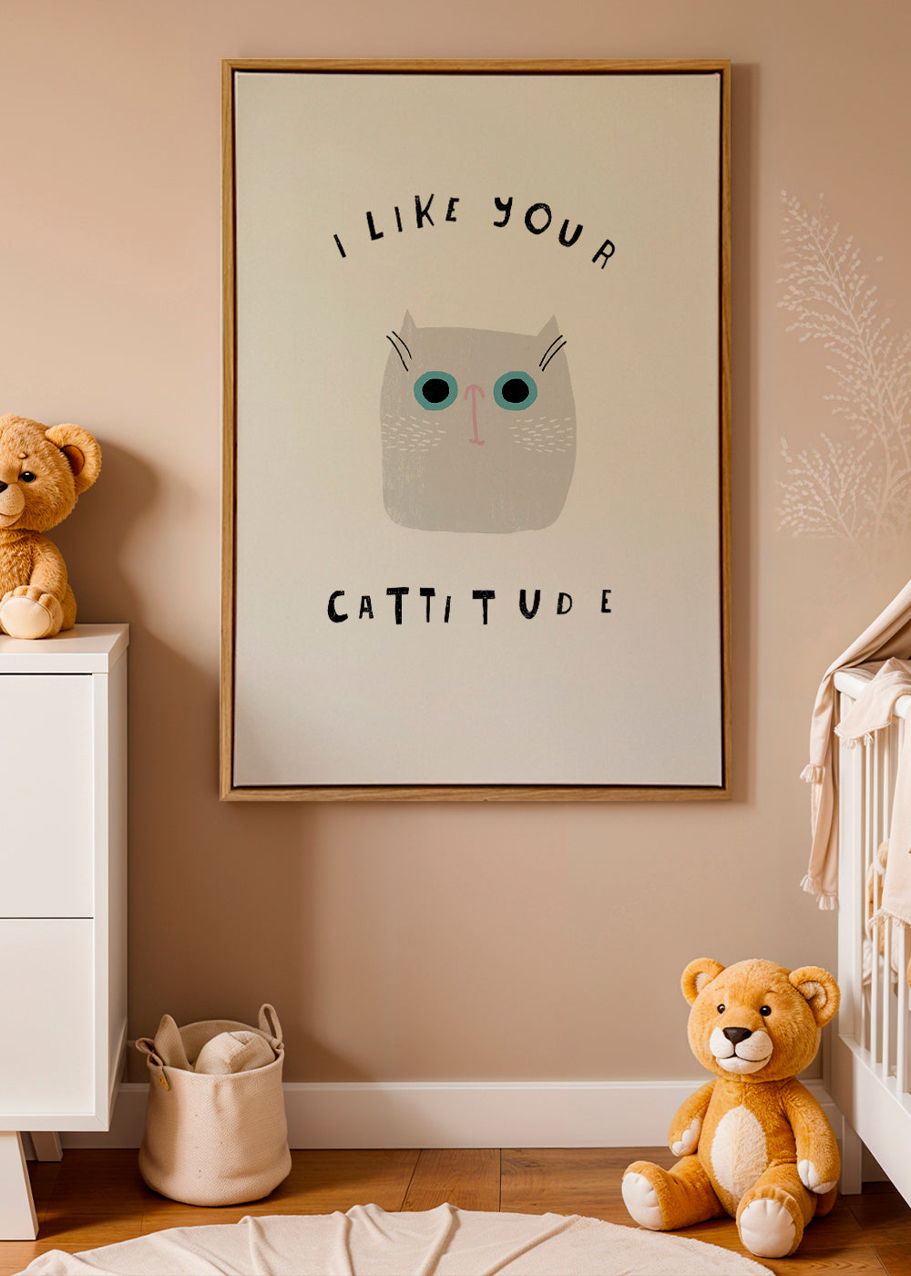 Minimalistisk katteplakat med sjov tekst