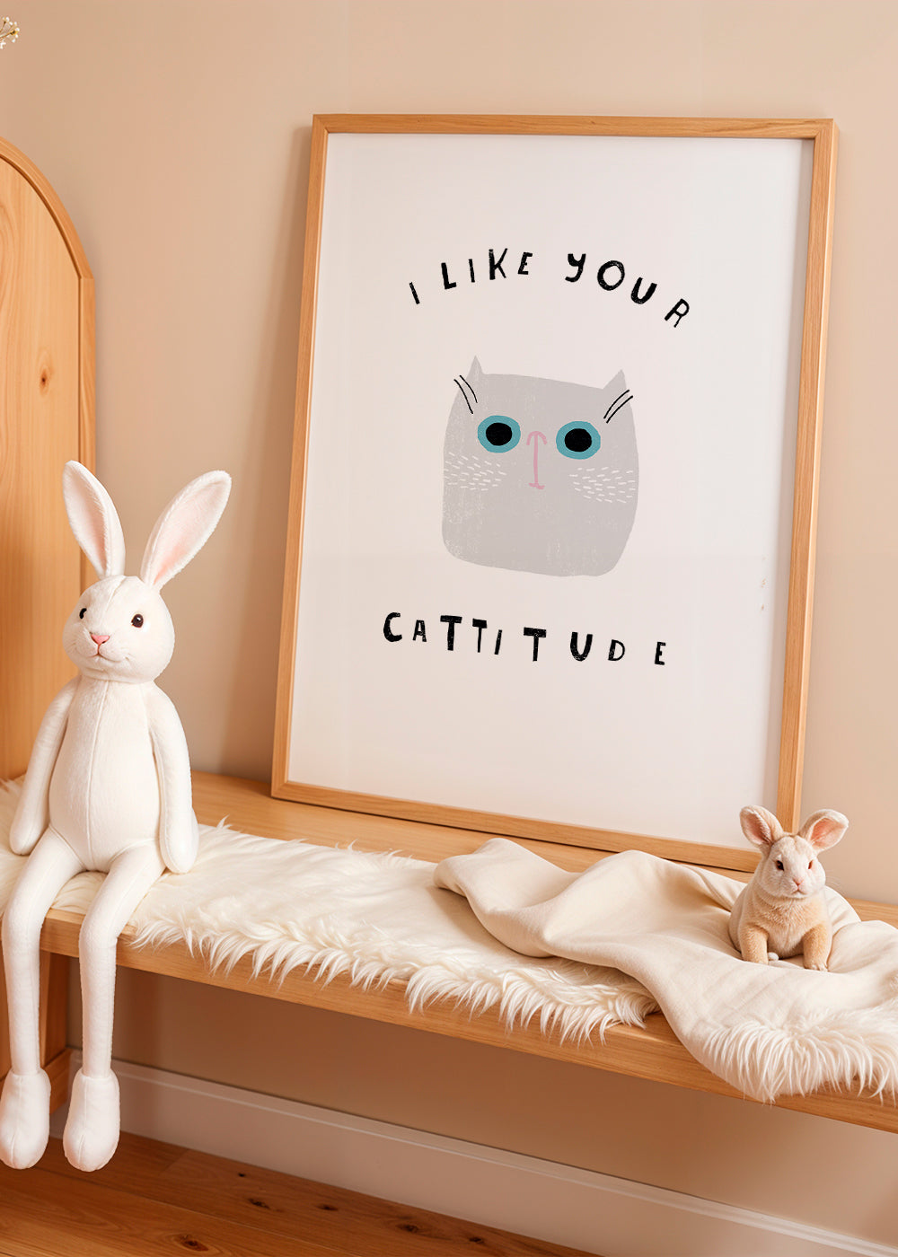 Minimalistisk katteplakat med sjov tekst